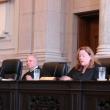 From left, Maine Supreme Judicial Court justices Ellen Gorman and Warren Silver, and Chief Justice Leigh Saufley question lawyers in the Gregory Vrooman case. SUSAN JOHNS/Wiscasset Newspaper