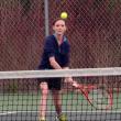 Ali Richardson sees doubles action in Wiscasset’s match against Carrabec April 24. KATHY ONORATO/Wiscasset Newspaper 