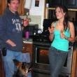 Bailey and his daughter Allison enjoy some pizza together in the kitchen of their Jefferson home. Courtesy of Mike Bailey