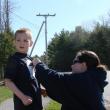 essica Gallant pins a number on son Joseph Gallant, 6, before they and Joseph's brother Isaiah, 9, set out. SUSAN JOHNS/Wiscasset Newspaper