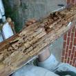One of three rotting posts replaced on the cupola of the 1807 building. SUSAN JOHNS/Wiscasset Newspaper 