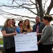Wiscasset Middle School students and staff donate a check to the American Cancer Society on May 2. From left to right, Lily Wagg, Cindy Collamore, Carole Drury, Gabrielle Chapman, Roger Whitney and Erika Gould from the American Cancer Society Representative. SUSAN JOHNS/Wiscasset Newspaper