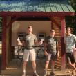 Showing off the new car charging station are, from left, Chewonki sustainability officer Tom Twist, technician Jamie Kane, and facilities manager Carob Arnold. Courtesy of Chewonki