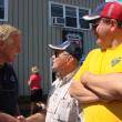 U.S. Sen. Angus King, left, I-Maine, chats with Ted Poirier of Dayton and Toby Guimond of East Waterboro. SUSAN JOHNS/Wiscasset Newspaper