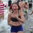 Sophia Mansfield shows her feelings after leaving a cold Linekin Bay during the Penguin Plunge on Jan. 1. KEVIN BURNHAM/Boothbay Register
