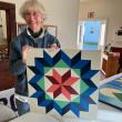Southport artist Fran Scannell and her star square completed at the Oct. 26 quilt workshop with Saskia Reinholt.  Courtesy photo