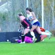 Moriah Smith scores an overtime goal for the Boothbay Region High School field hockey team. KEVIN BURNHAM/Boothbay Register KEVIN BURNHAM/Boothbay Register