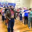 In Stover Auditorium May 31, Wiscasset Middle High School seniors see how far apart they should be from the classmate beside them when they march into graduation June 6. SUSAN JOHNS/Wiscasset Newspaper 