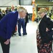Angus King speaks to a resident during a celebration for the Boothbay Railway Village. FRITZ FREUDENBERGER/Boothbay Register