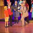 Horton (Soren Barker) gently receives the spec containing Whoville from the Cat in the Hat (Nick Mirabile) with Jojo (Gannon Inman) watching. Grinch (Roosevelt Bishop) antics.   LISA KRISTOFF/Boothbay Register