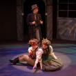  Natalie Friel and Sydney Kurr, in the roles of Orpheus and Euridice, with story narrator Taylin Lowe in "Sonnets to Orpheus" at the Poe Theater.  Jenny Mayher photo