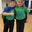 Oscar Mirabile and Lily Billings pose as they wait for the younger cast members to arrive. Courtesy of Emily Mirabile