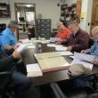 Reviewing the warrant for Wednesday’s annual town meeting are (l-r) Selectman Dale Chadbourne, Moderator Mike Field and Selectmen Tommy Davis, Jason Shaw and chairman David King Sr. PHIL DI VECE/Wiscasset Newspaper 