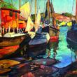 William Lester Stevens "Harborfront, Cape Ann," oil on canvas, 25" x 30."  Courtesy of the artist