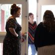Sen. Cameron Reny, D-Bristol, center, and Senate President Mattie Daughtry, D-Brunswick, left, listen as Coastal Kids Preschool Development Director Abi Iverson describes challenges facing childcare providers in Midcoast Maine. Courtesy photo