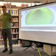 Bill Gerencer shows attendees a stream of an AI-powered ground fish identifier that can classify fish type, age, size, and location. ISABELLE CURTIS/Boothbay Register