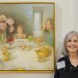 Tina Ingraham with her painting “High Tea” at Maine Art Gallery, Wiscasset, ME. Bob Bond photo