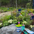 This joyful Westport Island garden brings color and whimsy into the yard. Courtesy of Christine Hopf-Lovette