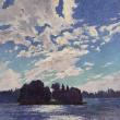 Andrea Peters - "Summer Clouds" - 40" x 40" - oil on board - at Gleason Fine Art Aug. 6-Sept. 28. Courtesy of the gallery