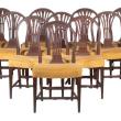 Set of 10 Hepplewhite Balloon Back Dining Chairs