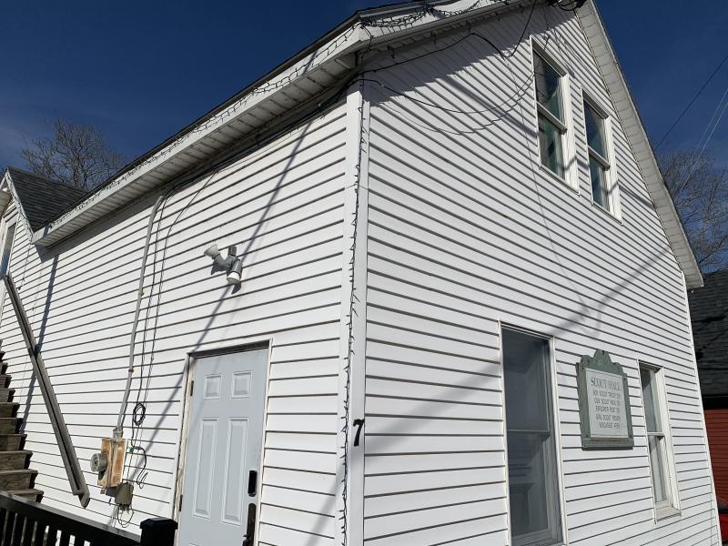 The sun shines April 10 on Wiscasset’s Scout Hall, now a training center for the town. SUSAN JOHNS/Wiscasset Newspaper 