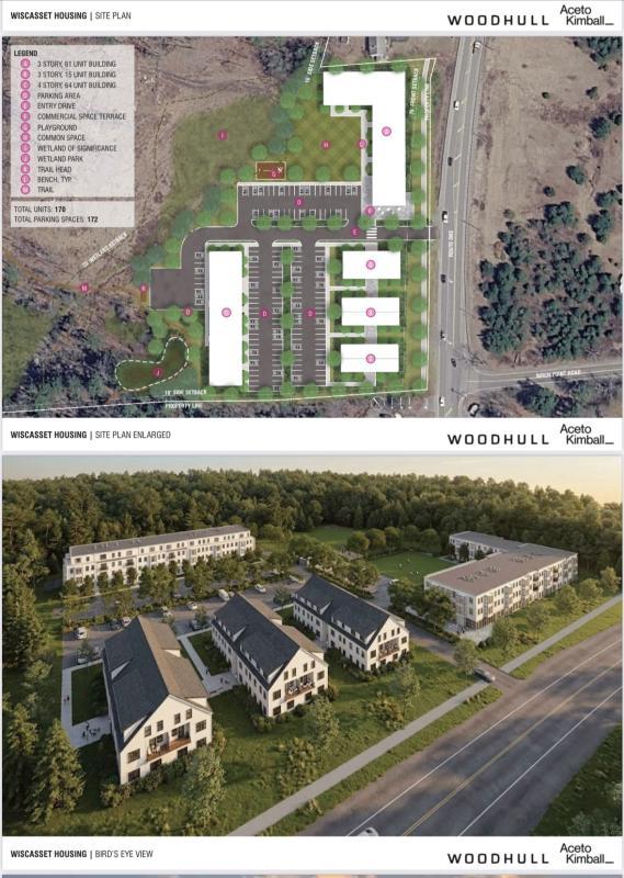 Woodhull and AKLA’s onceptual design for a development at 257 Bath Road, Wiscasset. Courtesy of Woodhull 