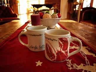 custom lobster mugs (I worked with the incredible mindy at sheepscot river pottery)