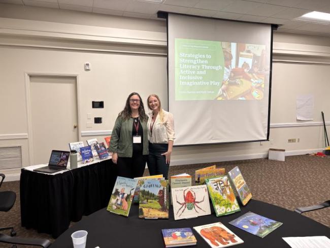 CTL's Head of School Katy Inman and pre-kindergarten teacher Haley Barnes present at a showcase for New England educators in Connecticut. 