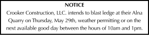 Crooker Construction Alna Blasting May 29