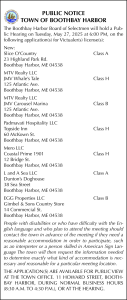 Town of Boothbay Harbor Public Hearing Victualers License 5-27-25