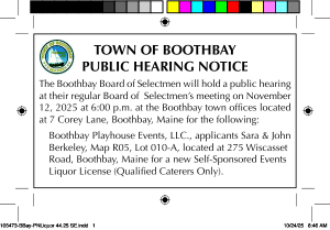 Town of Boothbay Event Liquor License   11-12-25