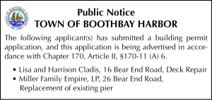 Town of Boothbay Harbor Building Permits 10-30-25