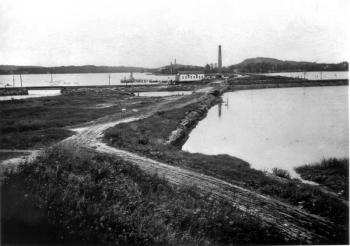 A view of Pendleton's Shipyard, which is now known as White’s Island. Pendleton’s Ship Yard is where General George Patton’s 64-foot schooner, When and If, was built. It was launched in the fall of 1938.