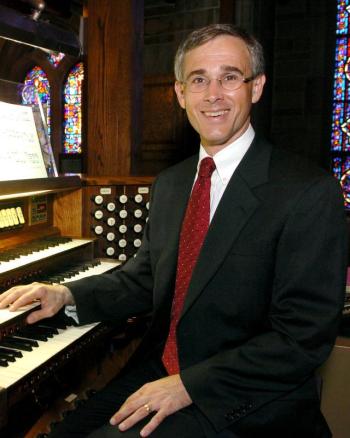 Organist Timothy Wissler performs at the Boothbay Harbor Congregational Church on Aug. 26