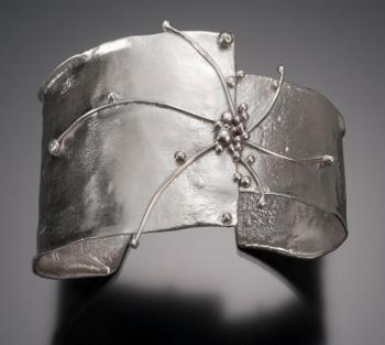 Reticulated sterling silver cuff bracelet by Christine Peters Hamilton.