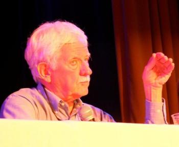 Bruce MacDonald at the Great State Debate on October 10. RYAN LEIGHTON/Boothbay Register