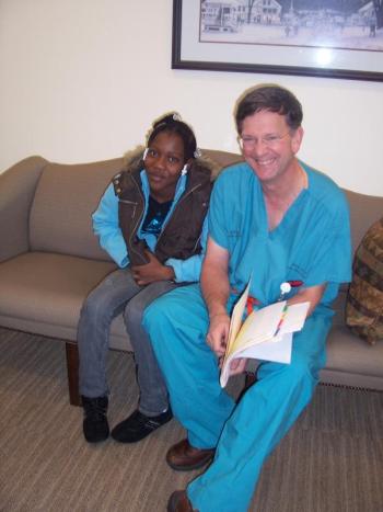 Rose Julie Reby, left, and Dr. Reed Quinn share a light moment days before the surgeon replaced a heart valve of Reby's. Photo courtesy Nancy Call