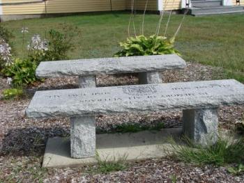 Memorial benches at the Alna Meetinghouse on Route 218. SUSAN JOHNS/Wiscasset Newspaper