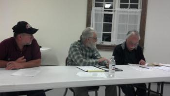 Discussing the surprise balance question on money owed RSU 2 are, from left, Third Selectman Allan Moeller, Second Selectman David Probert, and Chairman Phil Johnston. GREG FOSTER/Wiscasset Newspaper