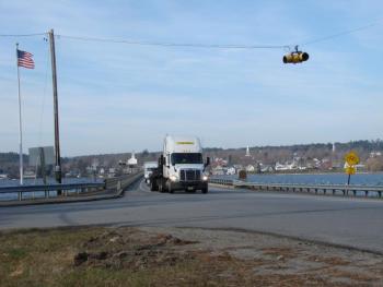 A new sign will warn northbound Route 1 motorists of this intersection at Eddy Road in Edgecomb. SUSAN JOHNS/Wiscasset Newspaper
