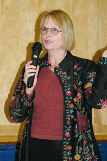 Patty Seybold talks about her report at the November 20 task force meeting. KEVIN BURNHAM/Boothbay Register