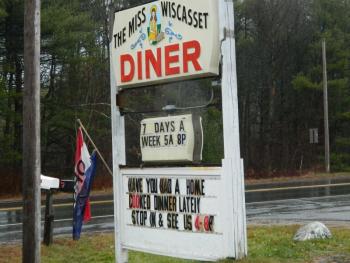The Miss Wiscasset Diner is open once again for business with a new manager, a new menu and new hours. Below: Kitchen Manager Brad Alexander takes a break from his duties to talk with customers November 13. CHARLOTTE BOYNTON/Wiscasset Newspaper The Miss Wiscasset Diner is open once again for business with a new manager, a new menu and new hours. CHARLOTTE BOYNTON/Wiscasset Diner