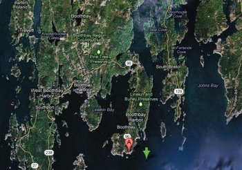 A Google Maps image of the epicenter's location, marked by a green arrow. A Google Maps image of the epicenter's location, marked by a green arrow.