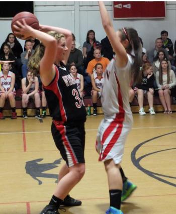 Kasey Cromwell looks to get rid of the ball. KATHY ONORATO/Wiscasset Newspaper Kasey Cromwell looks to get rid of the ball. KATHY ONORATO/Wiscasset Newspaper