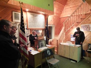 Wiscasset resident Paul Foley, left, and Wiscasset American Legion Post 54 members hope to raise funds for heating assistance for families struggling to get by this winter. JOHN MAGUIRE/Wiscasset Newspaper 
