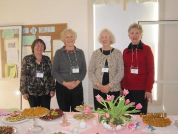The Garden Club of Wiscasset hostesses for January included, from left, Linda Biden, Julie Rea, Peggy Wallace and Sandy Sarmanian. Courtesy of Garden Club of Wiscasset