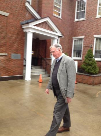 Minister and accused prison contraband trafficker Stephen Foote leaves the Lincoln County Courthouse the morning of Thursday, Jan. 31. SUSAN JOHNS/Wiscasset Newspaper
