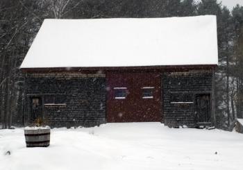 A snow-covered Old Fort Road barn in Edgecomb February 9. GARY DOW/Wiscasset Newspaper