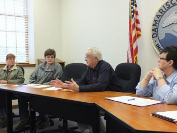 From left to right: Wiscasset Police Sgt. Kathy Williams; Betsy Pratt, Director of the Lincoln County Animal Shelter; Commission chairman William Blodgett; and Commissioner Mary Trescot.
