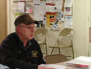 Edgecomb Fire Chief Roy Potter makes his case for a bigger budget this year at the April 1 meeting of the town's budget committee. Voters will make the final call at town meeting. SUSAN JOHNS/Wiscasset Newspaper